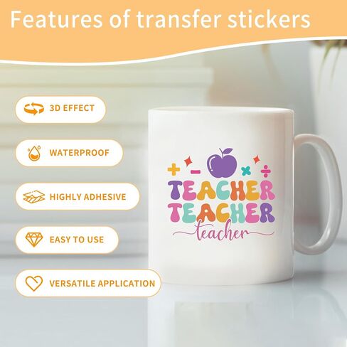 UV DTF Cup Wraps - 20 Sheet Teacher UV DTF Transfer Stickers, School UVDTF Cup Wraps for Mug Glass, Waterproof Transfer Sticker, Appreciate Teacher DIY Gifts in Saudi Arabia