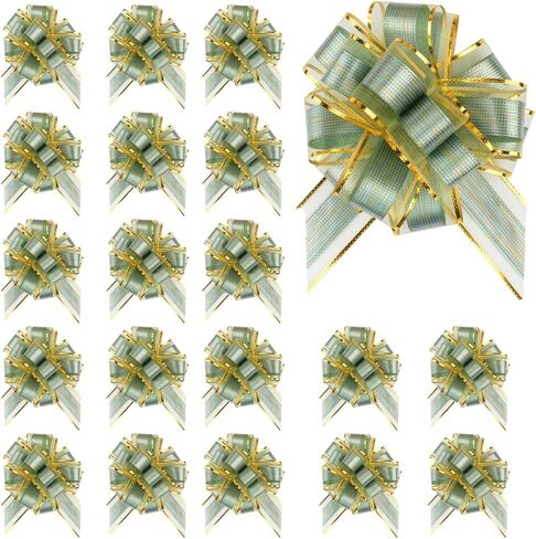 COOLAKE 20-Piece Pull Bows Set | Festive Gift Wrapping Ribbon for Christmas, Weddings, Birthdays & Occasions (Green) in Saudi Arabia