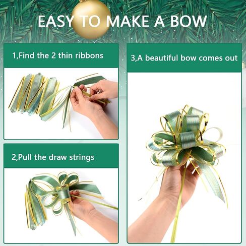 COOLAKE 20-Piece Pull Bows Set | Festive Gift Wrapping Ribbon for Christmas, Weddings, Birthdays & Occasions (Green) in Saudi Arabia