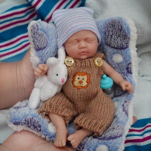 7" Girl Micro Preemie Full Body Silicone Baby Doll ，Realistic Newborn Baby Doll Real Life Miniature Baby Doll with Feeding Accessories in Kuwait