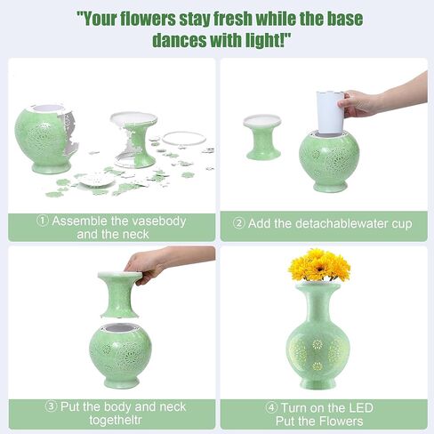 3D Puzzle Vase (Lighted Model) Unique Adult 3D Puzzle with Lighted Flower Arrangement Decorative Vase, Housewarming Gift. Suitable for Home Office Collection Decoration (Multicolor Floral) in Kuwait