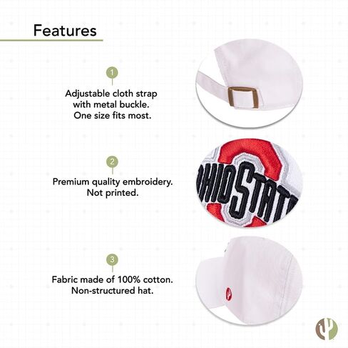 Desert Cactus The Ohio State University Baseball Hat OSU Buckeyes Brimmed Embroirderd Hats Cap Adjustable Cloth Strap Adult (Style R1) Red in Saudi Arabia