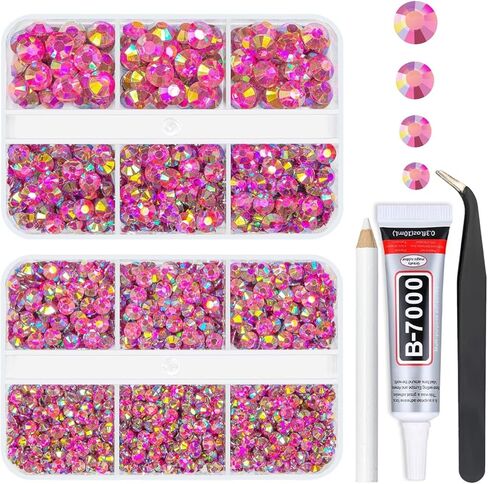 Rose Pink AB Resin Rhinestones w B7000 Jewelry Glue for Bedazzling Crafting Light Hot Pink Flatback Stones 3mm 4mm 5mm 6mm Diamonds Crystals Gems Charms for Nails Face Makeup Tumblers Crafts in Saudi Arabia