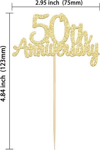 Gyufise 24 Pack 50th Anniversary Cupcake Toppers تختار Gold Glitter Happy 50 الذكرى السنوية ديكورات كعكة للزفاف 50 in Kuwait