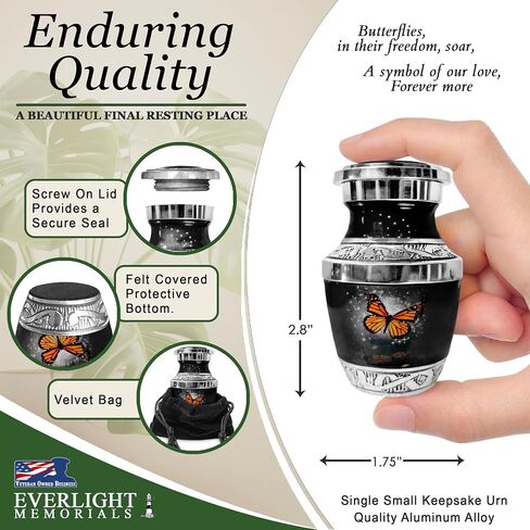 Heart Shaped Keepsake Cremation Urns for Human Ashes - Green Butterfly Small Keepsake Urn for Men Women Children Pets - Burial Urns in Kuwait