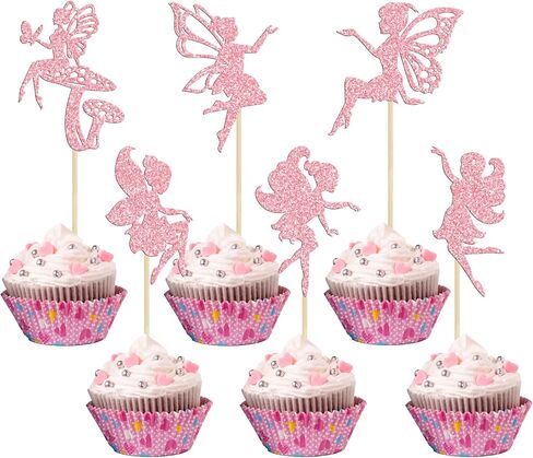 Gyufise 24Pcs Fairy Cupcake Toppers Glitter Ballet Dancer Flower Angel Fairy Cupcake Picks Decoration for Wedding Bridal Shower Baby Shower Birthday Party Cake Decorations Supplies Gold in Kuwait