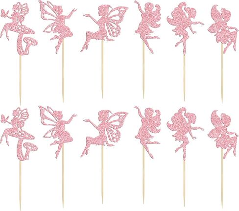 Gyufise 24Pcs Fairy Cupcake Toppers Glitter Ballet Dancer Flower Angel Fairy Cupcake Picks Decoration for Wedding Bridal Shower Baby Shower Birthday Party Cake Decorations Supplies Gold in Kuwait