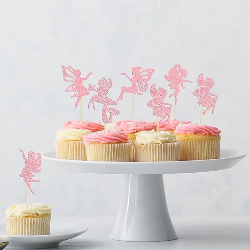 Gyufise 24Pcs Fairy Cupcake Toppers Glitter Ballet Dancer Flower Angel Fairy Cupcake Picks Decoration for Wedding Bridal Shower Baby Shower Birthday Party Cake Decorations Supplies Gold in Kuwait