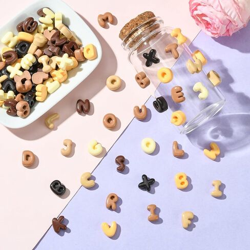 Stiesy 100 Pcs Opaque Resin Letter Slime Charm Randomly Mixed Alphabet Flatback No Hole Beads Nail Art Charms Decoden Cabochons for Scrapbooking Embellishment Hair Clips Jewelry Making DIY Craft in Saudi Arabia