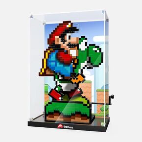 علبة عرض أكريليك لـ Lego Super Mario World: Mario & Yoshi PlaySet -Box لـ LEGO 71438 ، صفيحة أكريليك صافية مع خلفية مطلية بالقاعدة (غير متضمن النموذج)