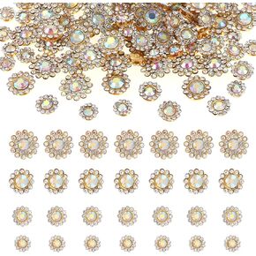 100pcs Sew on Rhinestones Crystals Glass Gems Gold Metal Claw Mixed 8mm 10mm 12mm 14mm Sunflower Garments for Sewing Headband Jewelry Crafts Clothes Shoes Belt Accessories Dress Wedding Deco