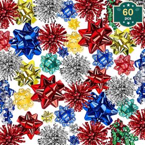 أقواس هدايا Shindel 60pcs عيد الميلاد ، أقواس شحنة ذات ألوان متنوعة ذات ألوان متنوعة.