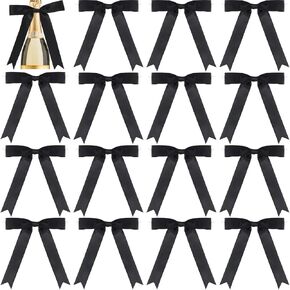 15pcs أقواس ساتان أسود مع Twist Tie ، زخرفة القوس قبل الصنع لالتفاف كعكة Candy Cakies ، الأقواس الكلاسيكية لمشاركة حفل زفاف حفل زفاف