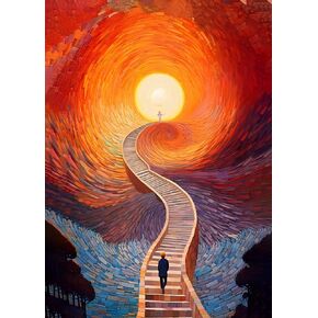 Heibago Stairway Heaven Diamond Painting مجموعات للبالغين ، 5D DIY Sun Diamond Art Kits with Gems Cull Drill ، و Diamond Dots للاسترخاء والديكور المنزلي المذهل ، و 12 × 16 بوصة