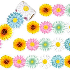 Whaline 32.8ft Spring Daisy Flower Bulletin Border Colorful Daisy Flower Die cut trim لزينة جدار السبورة