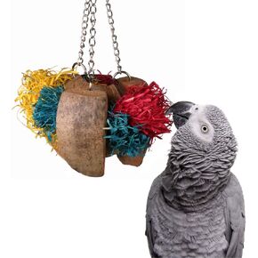Super Bird Creations SB51115 Natural Coco & Corn Husk Toy Large Bird ، لعبة إثراء للببغاوات ، مثالية للأرنام الأفريقية ، Macaws ، Alexandrines ، Eclectus ، & Cockatoos ، ملونة - 14.5 "× 7" × 7 "