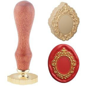 1pc Oval 3D seated sean seal seal seal ختم ختم عتيقة مرآة الختم ختم ختم الختم 25 مم من طابع رأس النحاس القابل للإزالة مع مقبض خشبي للمظاريف زخرفة هدية بطاقة دعوة