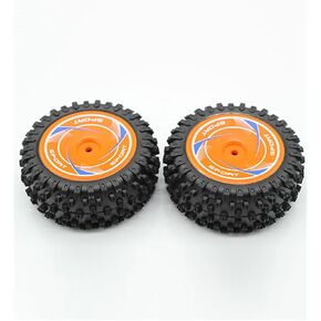 kingval استبدال العجلات الخلفية إطارات RC قطع الغيار متوافقة مع wltoys 124010 RC CAR (Orange)