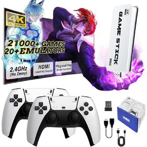2025 Upgrade Retro Gaming Console ، Retro Game Console Stick 21،000+ ألعاب فيديو كلاسيكية مدمجة ، قابس ولعب لعبة HDMI 4K للتلفزيون مع وحدات تحكم لاسلكية ، وحدة تحكم المحاكي 128GB (TOP+)