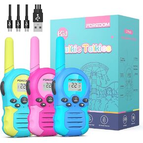 Rechargeable Walkie Talkies for Kids Walkie Talkies Long Range for Boy & Girl Age 3 to 12 Year Old Birthday Toys - 3 Pack