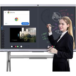 Smart Board ، 65 "شاشة تفاعلية ، لوحة إلكترونية 4K UHD مع شاشة تعمل باللمس ، كاميرا تأطير تلقائي ، لوح Smartboard الرقمي لمكتب منزلي للاجتماع في الفصل ، نظام Android 13 (شملت الحائط)