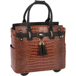 JKM & Company LESS THAN PERFECT Rolling Laptop Bag for Women | Designer Wheeled Briefcase | Fits 13-17" Laptops | Office Travel Computer Case (Manhattan)