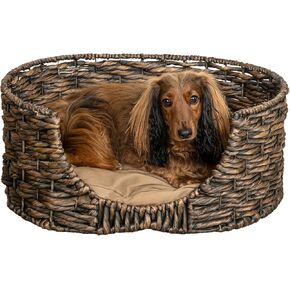 DBD4001 Perri Classic Farmhouse Hyacinth Hyacinth Oval Pet Bed مع وسادة قابلة للآلة