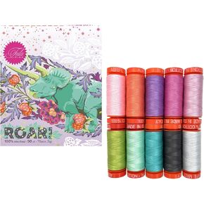 Roar Aurifil Thread 50 wt Cotton 10 Small spools by Tula Pink TP50RC10, assorted