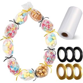 Fuutreo Graduation Candy Lei Making Kit 98 FT Candy Lei Poly Tubing مع 6 لفات 33 قدمًا لتخرج DIY تعبئة الوجبات الخفيفة من الحفلات الحافلة (الأزرق ، 2.4 بوصة)