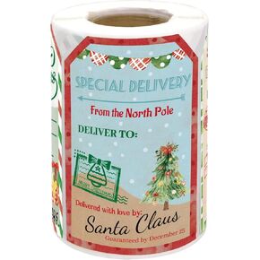 Santa Tags 200pcs ملصقات اسم عيد الميلاد عتيقة - North Pole Santa Gifts التسميات وبطاقات العطلات العلامات - 2 × 3 بوصة