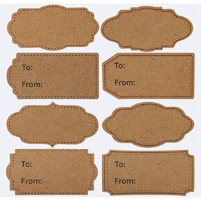 240 PCS Natural Brown Kraft Gift Tags 2.4 "× 1.2" ، ملصقات لاصقة لهدايا عيد الميلاد