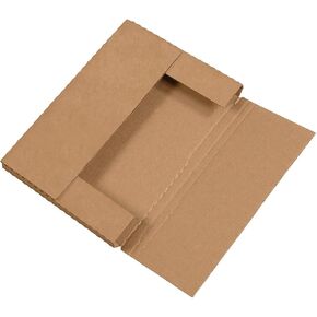 Boxes Fast BFM1291K Corrugated Cardboard Easy-Fold Mailers, 12 1/8 x 9 1/8 x 1 Inches, Fold Over Mailers, Adjustable Die-Cut Shipping Boxes, Multi-Depth, Large Kraft Mailing Boxes (Pack of 50)