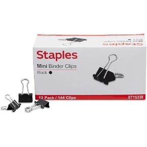 Staples مقاطع الموثق 0.6 بوصة ، Mini ، Black ، 432/Carton (ST15338/15338VS)