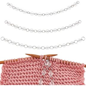 Benecreat 3 Size Clear Clear Rood Row Cains ، وسلاسل مضادة الأكريليك ، وسلسلة حياكة حبة ، وعلامات غرزة الحياكة ، وملحقات نسج الخيط للملابس DIY