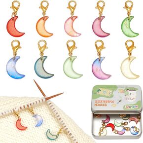 nbeads 10 PCS Moon Stitch علامات ، كروشيه غرزة علامة سبيكة علامات غرزة الحياك