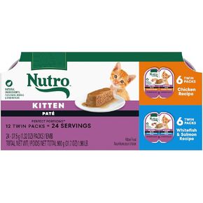 أجزاء NITRO مثالية القطة القطة الرطبة نكهة الدجاج PATE و Whitefish وصفة سمك السلمون ، 2.6 أوقية. صواني التوأم ، 12 عدد ، 24 حصص (حزمة 1)