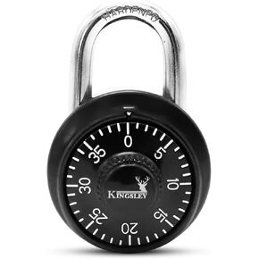 Kingsley Locks Locker Locks, Combination Spin Dial Locks for Gym and School Lockers, 1 Pack, Black