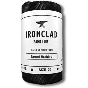 Ironclad Supply Tarred Bank Line - Thought Duty 100 ٪ Twine لصيد الأسماك ، والصيد ، والتخييم ، والبوشيرت - بدون رائحة ، وطلاء القطران الخالي من الفوضى (#36 مضفر ، 1/4 رطل)