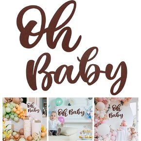 Gold Oh Baby Sign for Baby Shower Arch Backdrop - Glitter Felted Down Dame Signs Gold Glitter Letters for Baby Banner Backdrop Gender Canner Decor Decor