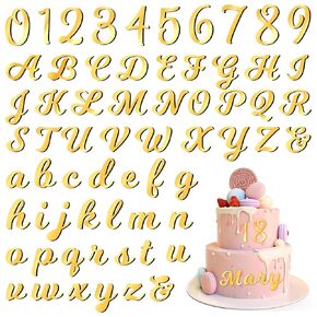 126 PCS اسم مخصص الكعكة Topper أحرف أكريليك DIY شخصية A-Z و 0-9 رقم الأبجدية الديكور لذكرى زفاف حفلات عيد ميلاد حفلات عيد الميلاد （الذهب）