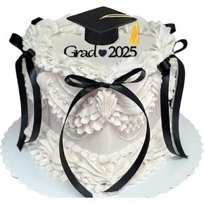 Black Bow Grad Cake Topper Grad 2025 Cake Topper for Coquette Graduation party party