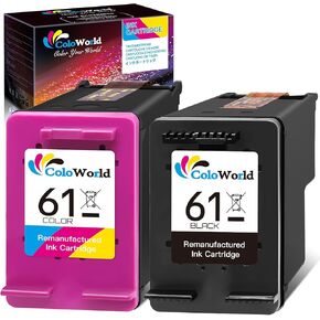 Coloworld حبر خرطوشة بديل لـ HP 61 حبر خرطوشة الحبر كومبو ملائمة للحسد 4500 4502 5530 Deskjet 2512 1512 2542 2540 2544 3000 3052A Officejet 4630 الطابعة (1 أسود ، لون واحد)