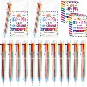 24 Sets End of Year Student Gifts Includes 6 in 1 Multicolor Ballpoint Pen with Gift Cards Gift Packaging Bags Retractable Ballpoint Pens Bulk Last Day of School Present from Teacher Classroom Prizes