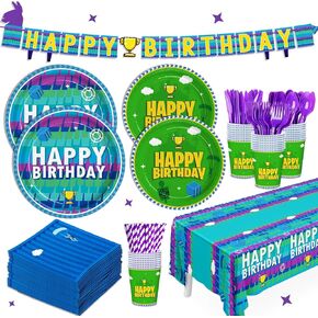 194pcs فيديو لعبة Llama عيد ميلاد ديكورات Nite Plates Napkins Llama Themplad أدوات المائدة مجموعة الورق لافت