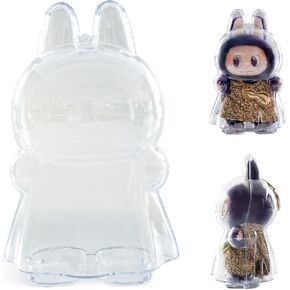 1PCS حالة واقية لأجنحة Labubu من Fortune Vinyl Plush Doll ، غطاء علبة Labubu Clear ، واقي Labubu قوي مع ربطة عنق السيليكون الأبيض