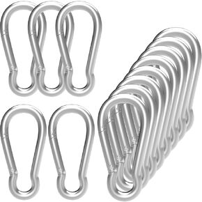 Carabiner 3 Inch Spring Snap Hook, 16pcs M8 5/16 Inch Spring Snap Hook Quick Link for Camping Hiking, 500LBS Holding Capacity Heavy Duty Steel Carabiner Clip Buckle for Hammock Swing Fitness