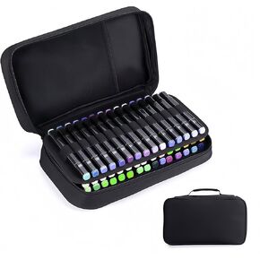 Eiyye Art Marker Portable Pen Case 60 Slots Slots حاملات قلم سحاب كبيرة للعلامات الملونة (أسود)