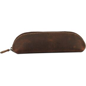 Leather Pen Pouch with Zippered Closure and Tool Holder, Leather Pencil Case for Office, Work, and Travel, Compact Pen Organizer for Writing Tools, Premium Handmade Stationery Pouch