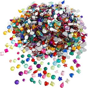 GSHLLO 1200 Pcs Acrylic Flatback Jewels Assorted Size Craft Gems Flat Back Gemstones Colorful Crafting Rhinestones Gem Stone Embellishments for Fabric Decoration