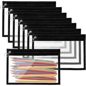 8 PCS Clear Zipper Pouches PVC PVC Makeup Pouches Evotage Storage Zipper Pouch Document File Filection الأكياس أكياس سوستة واضحة لتنظيم اللوازم المكتبية المنزلية ، 11.5 × 7.5 بوصة